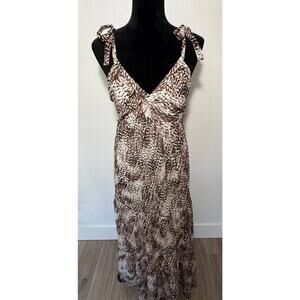 Express Animal Print Maxi FairyCore Sundress Spaghetti Strap VNeck Ruffle Dress